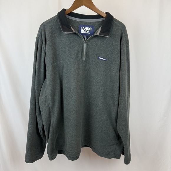 Lands End Men's 2XL/T Anyweather Fleece‎ Quarter Zip Pullover Grey - Picture 1 of 8